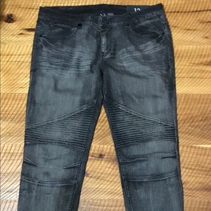 Armani Exchange J11 Black Moto Skinny Jeans Sz 12